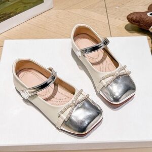 Elegant Silver and White Kids Shoes